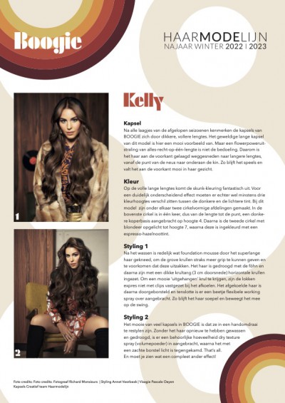 Haarmodelijn Boogie modellenomschrijving Kelly